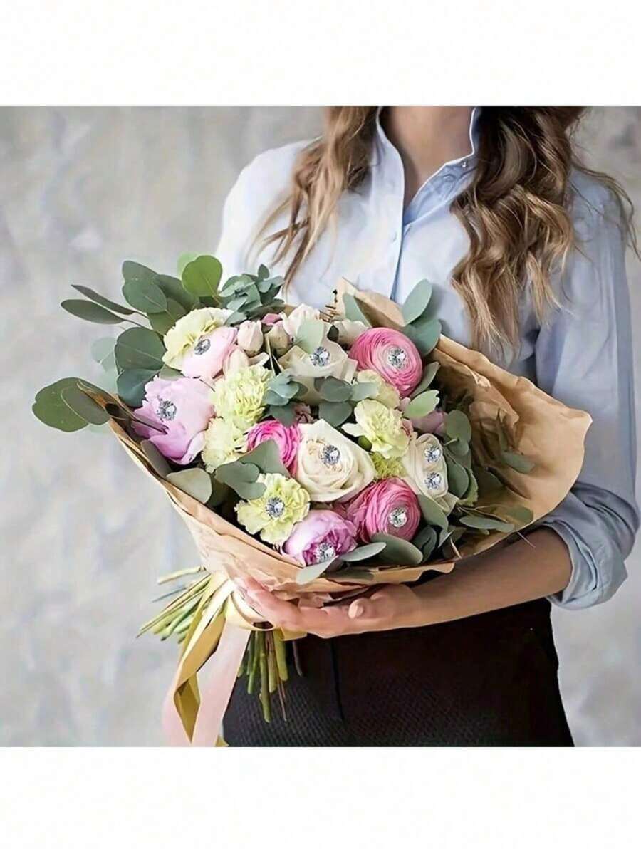 200pcs Medium Size Diamond Bouquet Pins, Suitable For Bridal Sewing, Ornamentation, Wedding Bouquets