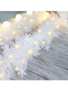 1pc LED White Snowflake Garlands For The Christmas Tree Required, Featherless Plastic Decoration For Home And Parties,Classroom Home Indoor Outdoor Hanging Ornaments(LED Independent Packaging)