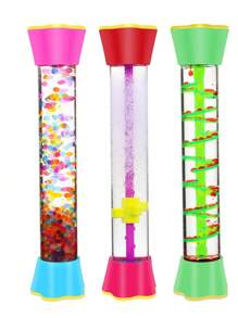 Sensory Tubes Set - Calming Toys For Kids - With Glitter Bottle, Gravity Spinner, Bubble Drop Spiral Tube - Promotes Calmness & Independent Play - Securely Sealed, No Leaks-3 Packs