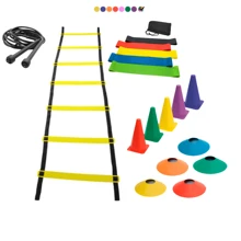 Kit Treino Funcional Agilidade Escada 7 Degraus 5 Cones 5 Chapéus 1 Kit Mini Bands 1 Corda de Pular - Multicolorido - Visão 1