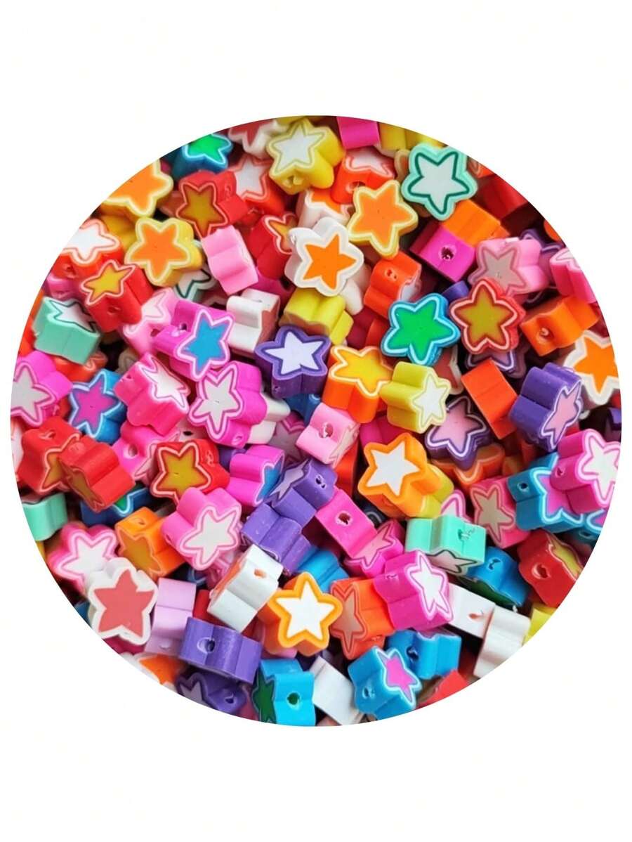 25 Pcs Fimo Interlayer Butterfly Bear Heroes Fruits Sweets Heart And Others Beads Jewelry - 星星 - 查看 1