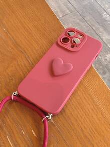 Custodia per telefono a forma di cuore compatibile con con cordino