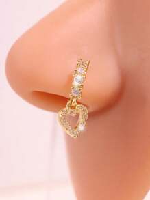 1pc Fashionable Vintage Luxury Zirconia Moon Shape Nose Stud Jewelry For Women