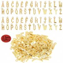 26/52 件 A-Z 字母饰物，用于制作珠宝的珠宝饰物，合金隔珠，金属字母吊坠饰物，用于手链项链耳环珠宝 DIY 工艺品制作用品 - 字母吊墜 - 查看 13
