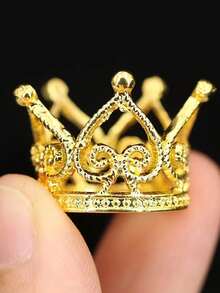 8 piezas Mini corona de aleación pequeña, decoraciones de pastel de princesa, flores y accesorios de fiesta, para boda, cumpleaños, festival - Multicolor - Ver 3