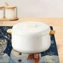 1 件/4 件雪人主题亚麻桌垫，11.8 英寸 X17.7 英寸可洗防滑耐热亚麻餐桌垫，适用于餐厅和派对装饰 - 聖誕節餐墊B - 查看 5