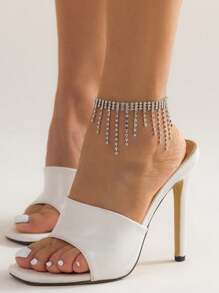 1pc Fashionable & Elegant Rhinestone Tassel Chain Anklet, Bohemian Rhinestone Butterfly Tassel Ankle Chain, Beach Vacation Decor Anklet