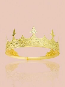 1入歐美男士皇冠頭飾，為國王/王子度身定做，復古宮廷皇冠，適用於表演、選美、女王/國王生日派對等古董活動 - 金色 - 查看 1