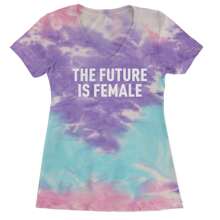 The Future Is Female Ladies V-Neck T-Shirt - Màu Hồng Tươi - Xem 7
