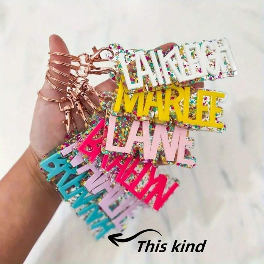 1pc Multiple Styles Available Custom Acrylic Name Keychains With Flash