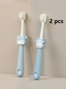 Set de 2 cepillos de dientes en forma de león para niños, cerdas suaves para uso en el hogar