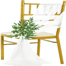 16 PCs Chiffon Chair Decoration 8Ft Tulle Aisle Chair Sashes For Wedding Party Event Banquet, White - trắng - Xem 4