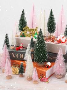 6 Stücke künstliche Mini-Weihnachtsbäume, Flaschenbürstenbäume mit Holzsockel, künstliche gefrostete Sisal-Weihnachtsbäume, DIY handgemachte Mini-Kiefernbäume, geeignet für Weihnachtsdekoration, Weihnachtsparty, Heimdekoration, Schreibtisch-Basteldekor, Winterdekorationen (Rosa) Weihnachtsdekoration, Weihnachtsgeschenk für Zuhause, Weihnachtsschmuck - Pink - Übersicht 7