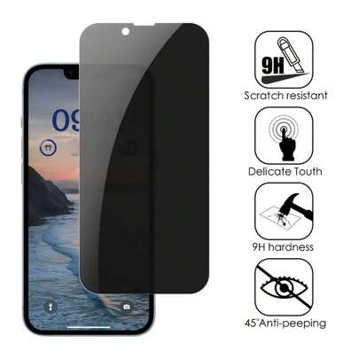 Protector de pantalla de privacidad compatible con iPhone X, XS, XR, 11, 12, 13, 14, 15 PRO MAX - Película de vidrio templado anti-fisgonería
