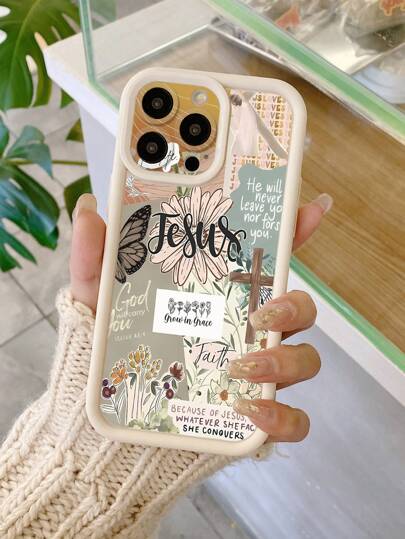 1 pieza Funda protectora de teléfono a prueba de golpes con diseño de flor y mariposa, compatible con Apple 11 Pro Max/12 Pro Max/13 Pro Max/14 Pro Max/15 Pro Max/16 Plus/16 Pro Max, Redmi, OPPO/Realme, VIVO, Infinix, Honor, MOTO, One Plus, resistente al agua y a los arañazos