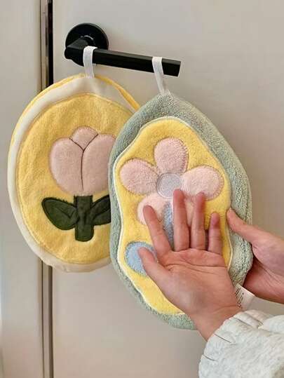 1ชิ้น ผ้านุ่มลายดอกทิวลิป แห้งเร็ว ซับน้ำได้ดีเยี่ยม ดีไซน์ลายดอกไม้ทันสมัย เหมาะสำหรับห้องครัวและห้องน้ำ, โรงเรียน, กลับไปโรงเรียน, ท่องเที่ยว, สิ่งจำเป็นสำหรับการเดินทาง, สิ่งจำเป็นในบ้าน, ผ้าขนหนู, สกินแคร์