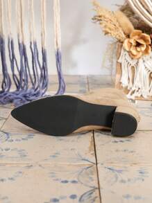 Pointed Toe Fashion Sexy Apricot Suede Versatile Back Zipper Women's Chunky Heel Ankle Boots