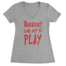 Warriors Come Out To Play  Ladies V-Neck T-Shirt - Hot Pink - View 5