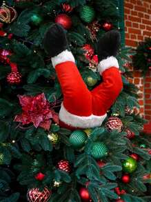 Cirelle 1 件圣诞精灵腿树顶装饰，毛绒填充钱布雷精灵身体腿挂饰，节日壁炉花环装饰，适用于家庭派对、场景装饰、节日装饰、房间装饰、家居装饰、办公室装饰、主题派对装饰、圣诞装饰、圣诞装饰品 - 彩色 - 查看 3