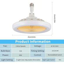 Fan Light, LED Bedroom Aroma Light Bedroom Ceiling Fan Light - White - View 6