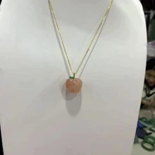 1pc Natural Jade Green Jade Apple Pendant Necklace, Colorful Small Apple Pendant Necklace, High Quality Gem Crystal Jewelry, All Hand-Carved Three-Dimensional, Women, Men, Children, Quartz Crystal Pendant Necklace, For His Gifts, Suitable For Holiday Gifts, Party Gifts, Quartz Crystal Gifts. (Gift: Lanyard Gift Box) - Pink - View 7