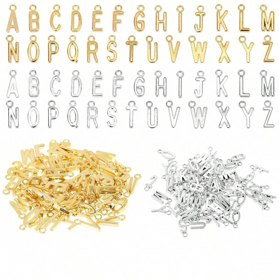 26/52 件 A-Z 字母饰物,用于制作珠宝的珠宝饰物,合金隔珠,金属字母吊坠饰物,用于手链项链耳环珠宝 DIY 工艺品制作用品 - 字母吊墜 - 查看 1