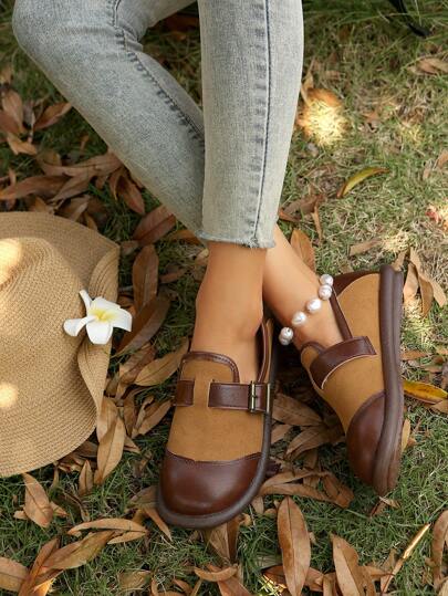 Leichte Lässig Lederschuhe mit Gummisohle für Outdoor-Picknick und Lässig mit Herbstlaub-Färbung