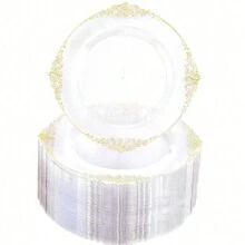 25 Peças Pratos Transparentes de 7,5 Polegadas com Padrão de Dragão para Salada de Frutas, Reutilizáveis e Laváveis, Adequados para Reuniões Familiares, Festas, Atividades ao Ar Livre, Eventos de Integração de Equipe, Presente de Natal