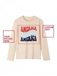 Customized Women T-Shirt - Design Your Own Personalized Printed T-Shirt By Adding Your Own Photos (Family Photos/Selfies) - Apricot - View 3