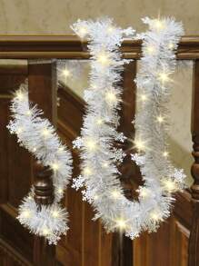 1pc LED White Snowflake Garlands For The Christmas Tree Required, Featherless Plastic Decoration For Home And Parties,Classroom Home Indoor Outdoor Hanging Ornaments(LED Independent Packaging)