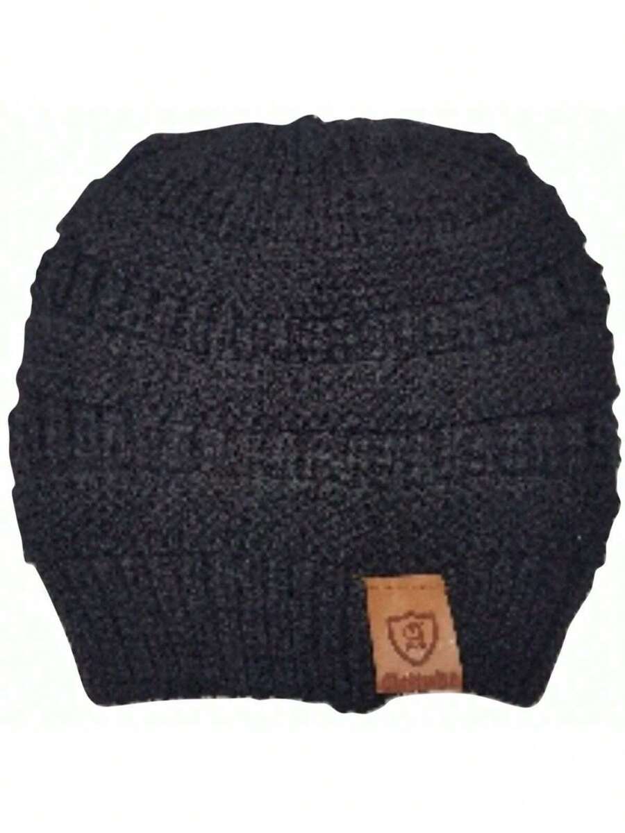Women Men Hat Cap Knitted Winter Warm Fashion - 黑色 - 查看 1