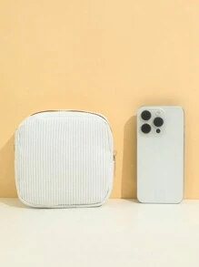 1 Stück einfache einfarbige Samt-Datenkabel-Aufbewahrungstasche, Handyaufbewahrungstasche, großvolumige tragbare Kosmetiktasche, geeignet für Reisen und Kabel-Organizer