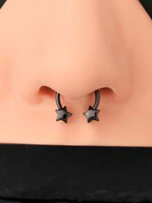 1 pieza Piercing de septum de acero inoxidable de 16G con diseño de estrella, corazón y mariposa, anillo de septum de 10mm como regalo de San Valentín o cumpleaños para mujeres y hombres
