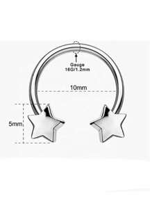 1 pieza Piercing de septum de acero inoxidable de 16G con diseño de estrella, corazón y mariposa, anillo de septum de 10mm como regalo de San Valentín o cumpleaños para mujeres y hombres