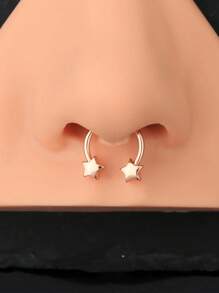 1 pieza Piercing de septum de acero inoxidable de 16G con diseño de estrella, corazón y mariposa, anillo de septum de 10mm como regalo de San Valentín o cumpleaños para mujeres y hombres