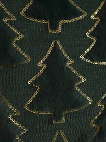 Miater 1 vỏ gối trang trí Giáng sinh bằng vải nhung Jacquard hình cây thông Noel cho phòng khách và phòng ngủ - Màu be - Xem 5