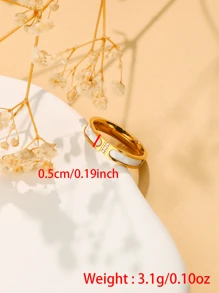 1 Stück 5mm breiter modischer neuer Edelstahl-Damenring, einfacher Emaille-Kleinring mit Kubikzirkonia für die Hochzeit