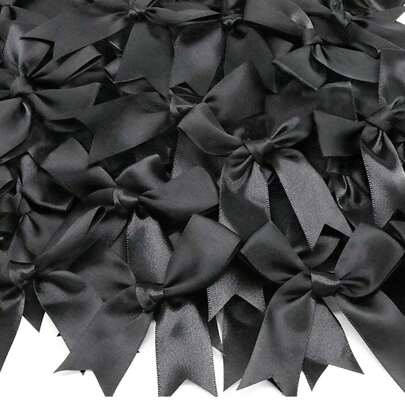 10/50pcs Large Fabric Ribbon Bow Craft Satin Ribbon Bowknots Gift Packaging Christmas Party Decoration Mixed Colors Cute Bow Wrapping, Suitable For Candy Cake Popcorn Sealing Gift Pack,Christmas