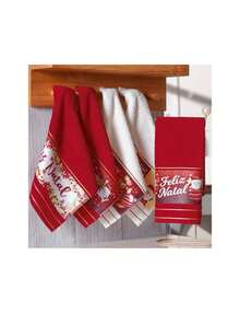 Kit 3 Jacquard Christmas Hand Towels 30x45cm - Đỏ - Xem 17