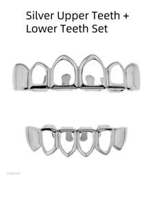 AINTTBY 1 件/2 件嘻哈 18K 镀金空心心形牙齿矫正器，适合男女，万圣节派对 - 彩色 - 查看 14