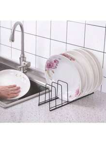1 件黑色不锈钢碗碟干燥架，适用于厨房桌面盘子收纳架和支架，家居装饰，圣诞礼物，家居礼物，房间装饰， - 黑色 - 查看 1