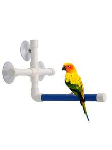 1pc Portable Suction Cup Bird Parrot Standing Perch: Provides Interesting Shower Perch And Toy For Your Feathery Friends! - Blue - View 8