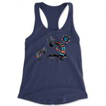 Native American Kokopelli Southwest Racerback Tank Top For Women - Navy Blue - View 1