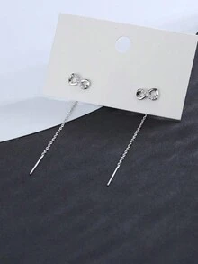 1对女士耳环，无限莫比乌斯环设计长款耳环，适合日常佩戴