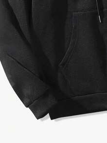 Lonblece Men's Printed Zip-Up Sweatshirt, Black, Casual, Suitable For Autumn And Winter