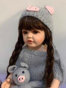Lifelike 55 CM Reborn Doll With Full Soft Silicone Body 22 Inch Alive Newborn Bebe Lovely Dress Up Toy Handmade Birthday Gift (Some Parts Random) - Xám - Xem 5