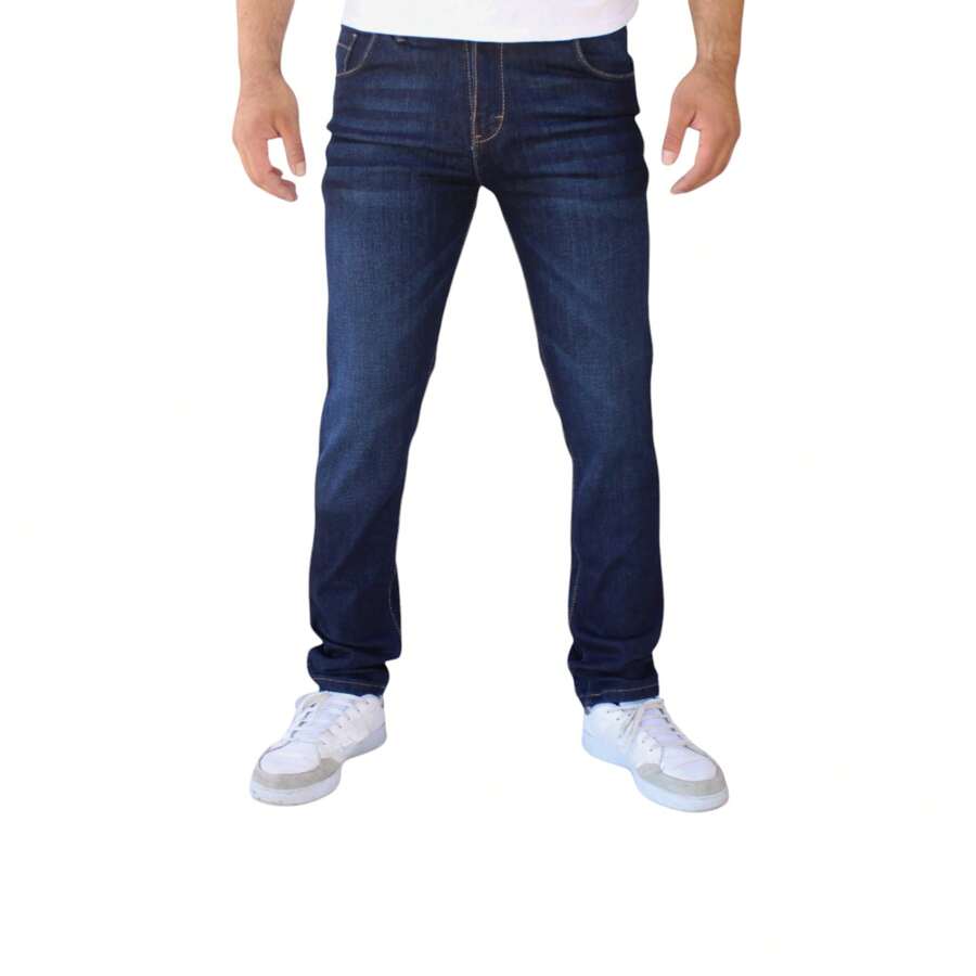 Pantalón Slim Fit de Mezclilla Stretch para Hombre John Silver - Azul lavado oscuro - Ver 1