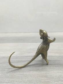 1 pieza Figura decorativa vintage de color bronce de una rata de la fortuna, mejor regalo