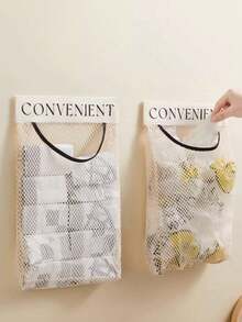 1 pieza Perchero para bolsas de plástico, perchero de malla elástica con gancho y bucle montado en la pared, perchero de almacenamiento de bolsas con pinzas reutilizables, organizador de almacenamiento montado en la pared para diferentes bolsas de plástico, organizador y almacenamiento de cocina - Multicolor - Ver 9