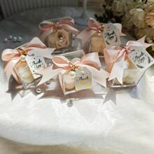 YESTARY 10/20pcs Wedding Favor Set, Mini Scented Bubble Candle Gift Box, Includes Bubble Candle, Acrylic Box, Pink Ribbon, Thank You Card And Pearl Decor, Suitable For Wedding, Bridal Shower, Baby Shower, Gender Reveal Party - Champagne Pink Ribbon - View 8